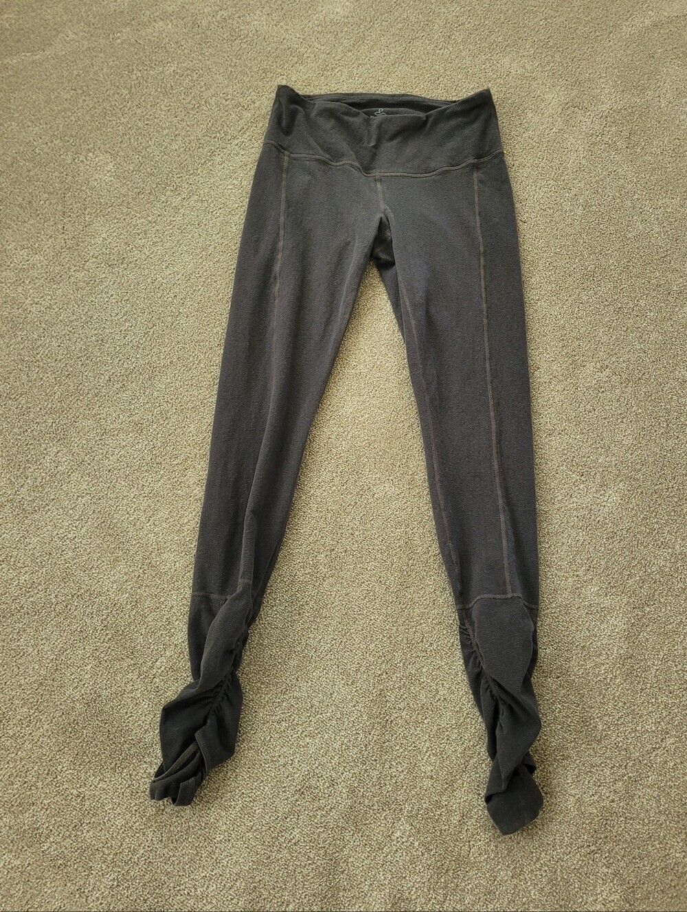 PrAna Womens Grey Ruched Bottom Full Length Leggings Size Medium